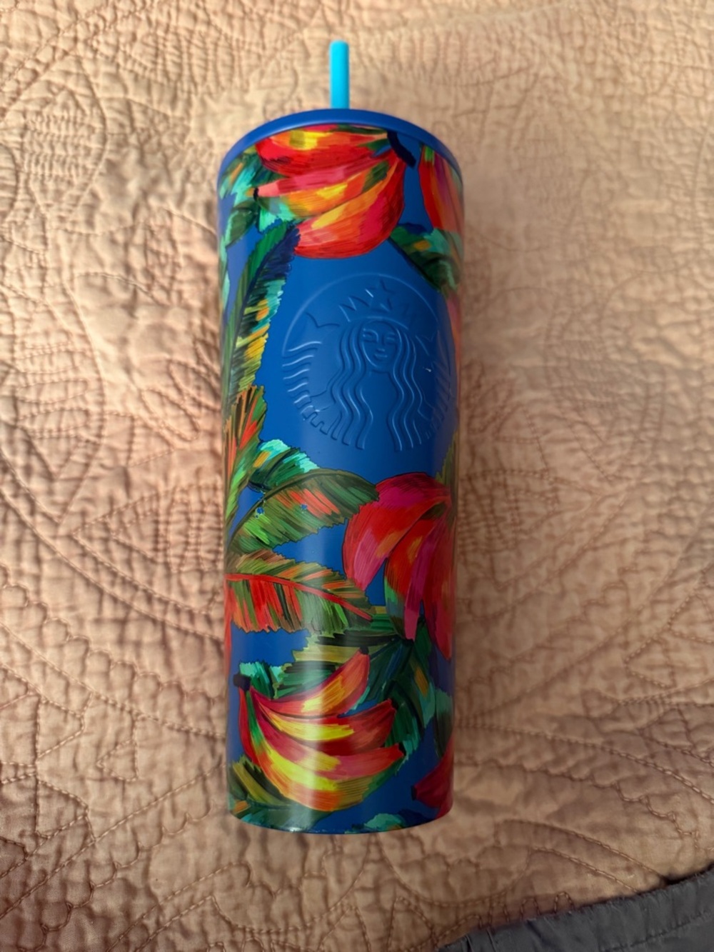 Starbucks Tropical Floral Blue Reusable Tumbler (Farm+Rio collection Banana Mix